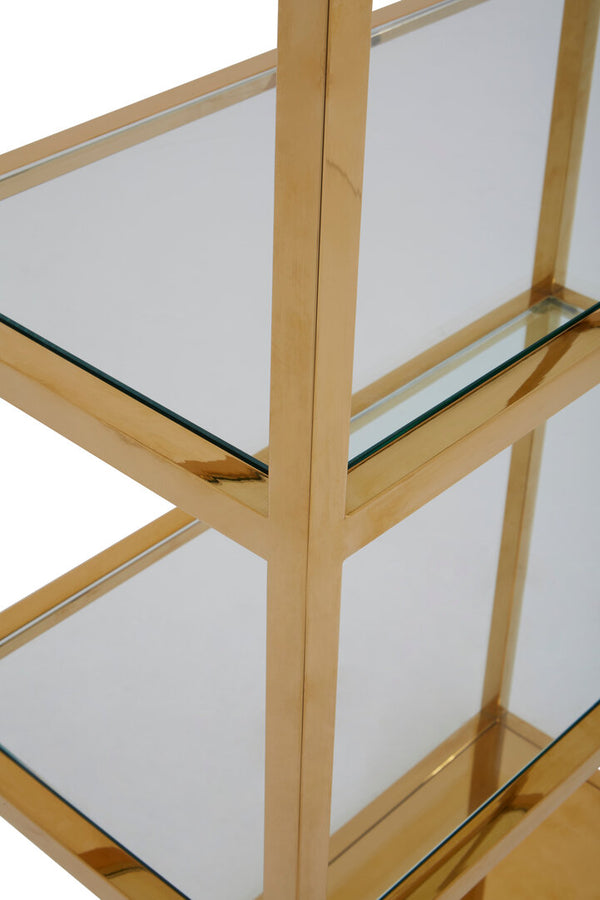Piermount Gold Bar Shelf Unit With Glass Rack detail image – Xshowhome furniture