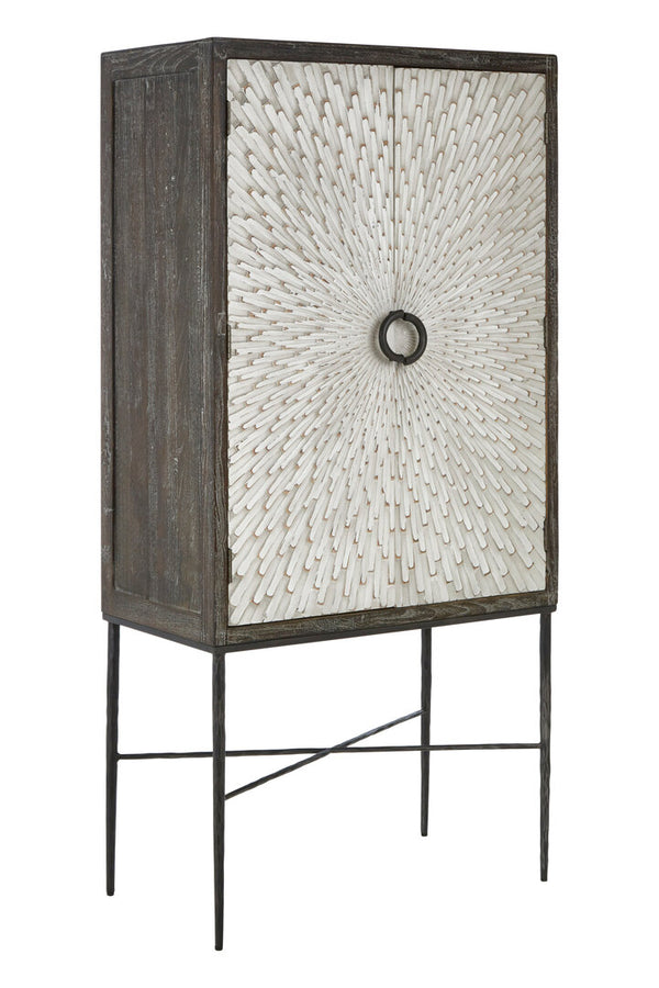 Milan Two Door Elm Wood Wine Cabinet detail image – Xshowhome furniture