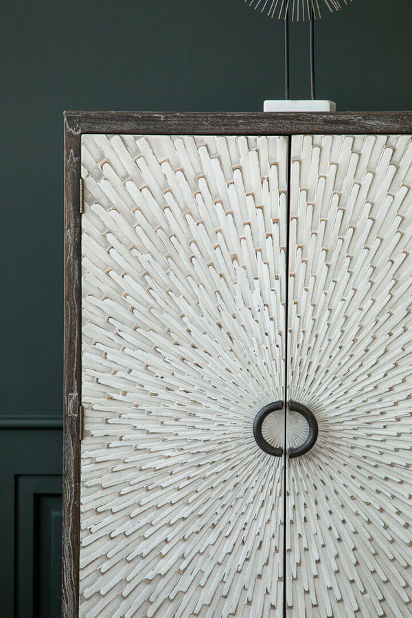 Milan Two Door Elm Wood Wine Cabinet detail image – Xshowhome furniture