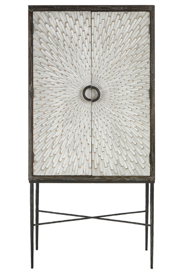 Milan Two Door Elm Wood Wine Cabinet detail image – Xshowhome furniture