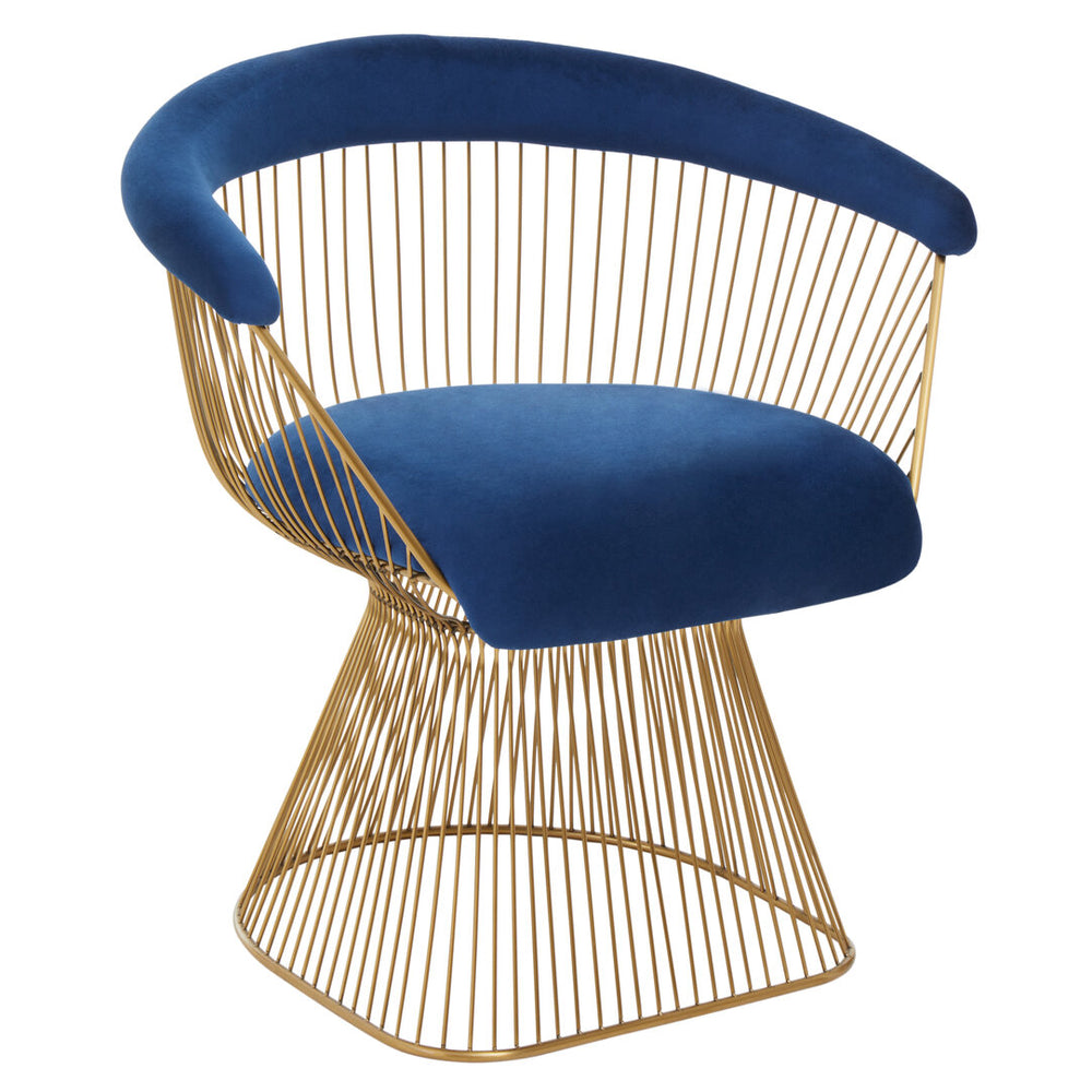 Anzio Navy Blue Velvet And Brushed Gold Chair – Xshowhome furniture