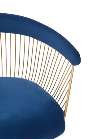 Anzio Navy Blue Velvet And Brushed Gold Chair detail image – Xshowhome furniture