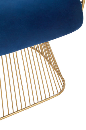 Anzio Navy Blue Velvet And Brushed Gold Chair detail image – Xshowhome furniture