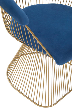 Anzio Navy Blue Velvet And Brushed Gold Chair detail image – Xshowhome furniture
