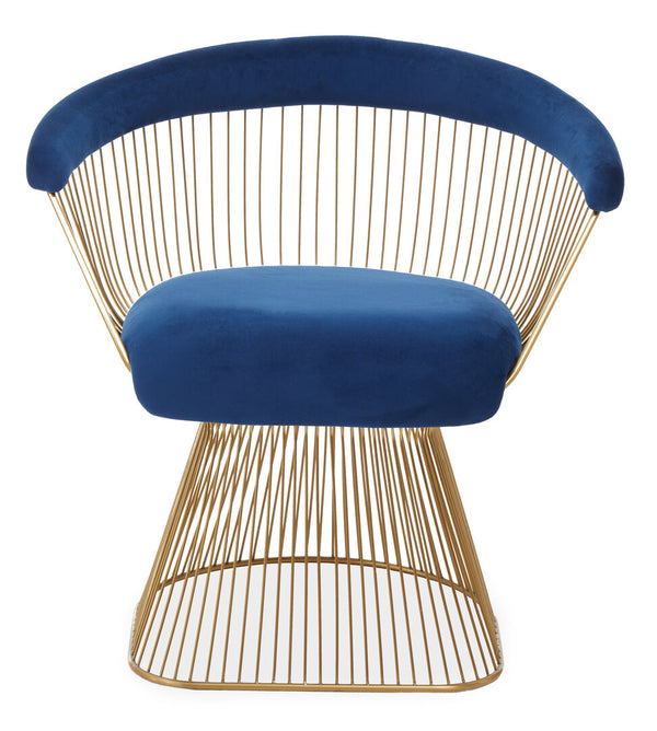 Anzio Navy Blue Velvet And Brushed Gold Chair detail image – Xshowhome furniture