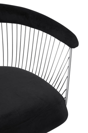 Anzio Black Velvet And Brushed Silver Chair detail image – Xshowhome furniture