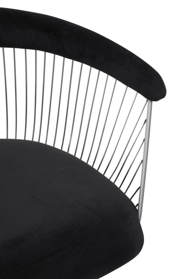 Anzio Black Velvet And Brushed Silver Chair detail image – Xshowhome furniture