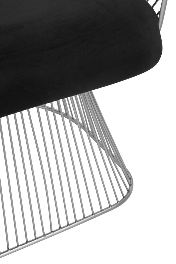 Anzio Black Velvet And Brushed Silver Chair detail image – Xshowhome furniture