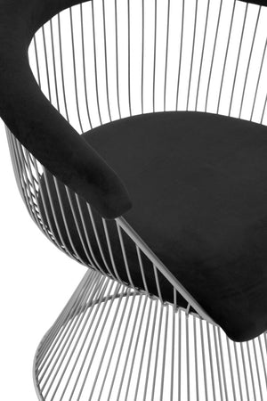 Anzio Black Velvet And Brushed Silver Chair detail image – Xshowhome furniture