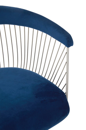 Anzio Navy Blue Velvet And Brushed Silver Chair detail image – Xshowhome furniture