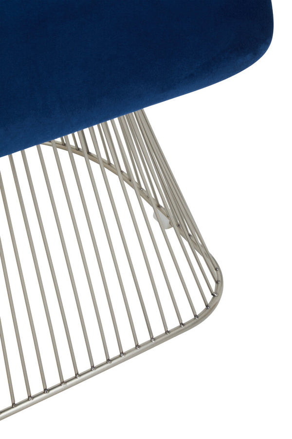 Anzio Navy Blue Velvet And Brushed Silver Chair detail image – Xshowhome furniture