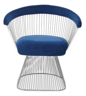 Anzio Navy Blue Velvet And Brushed Silver Chair detail image – Xshowhome furniture