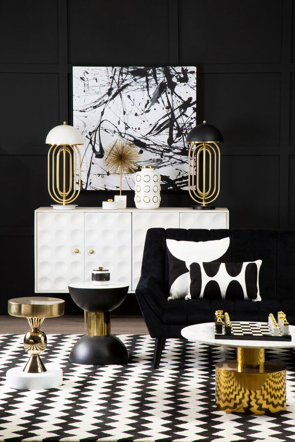 Martini Gold And Ivory Side Table detail image – Xshowhome furniture