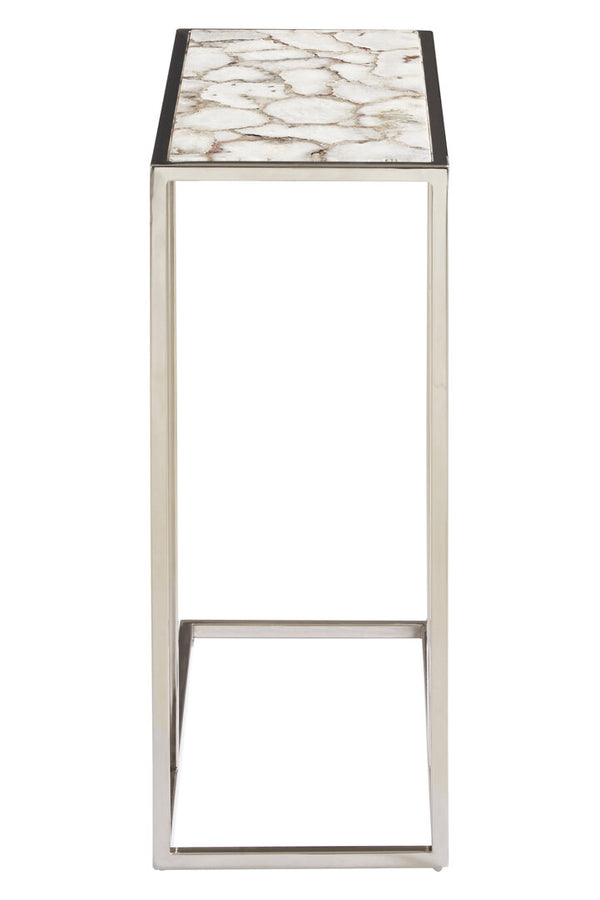 Vita White And Silver Agate Side Table detail image – Xshowhome furniture