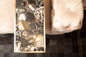 Vita Black And Gold Agate Side Table detail image – Xshowhome furniture