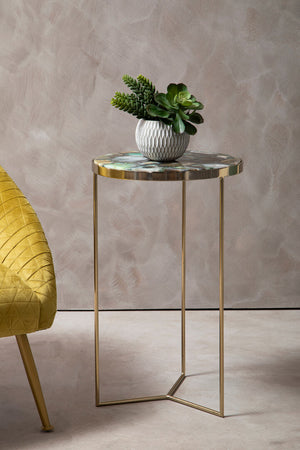Vita Green Agate Round Side Table detail image – Xshowhome furniture