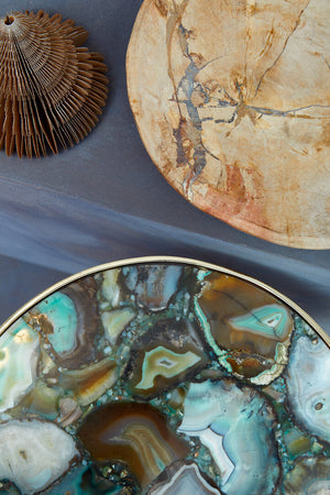 Vita Green Agate Round Side Table detail image – Xshowhome furniture