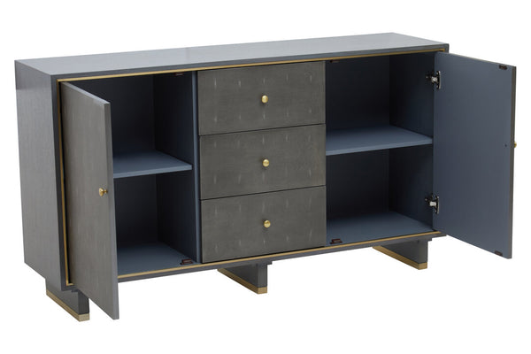 Deskey Grey Shagreen Effect Three Drawer Sideboard detail image – Xshowhome furniture