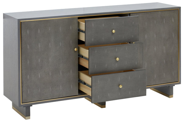 Deskey Grey Shagreen Effect Three Drawer Sideboard detail image – Xshowhome furniture