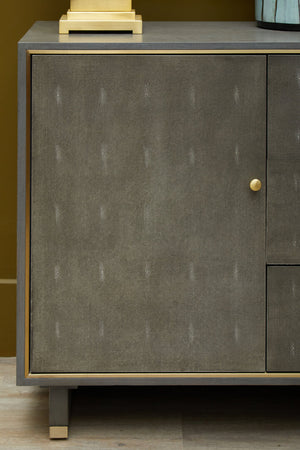 Deskey Grey Shagreen Effect Three Drawer Sideboard detail image – Xshowhome furniture