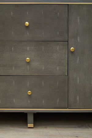 Deskey Grey Shagreen Effect Three Drawer Sideboard detail image – Xshowhome furniture