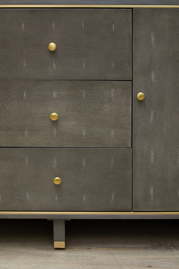 Deskey Grey Shagreen Effect Three Drawer Sideboard detail image – Xshowhome furniture