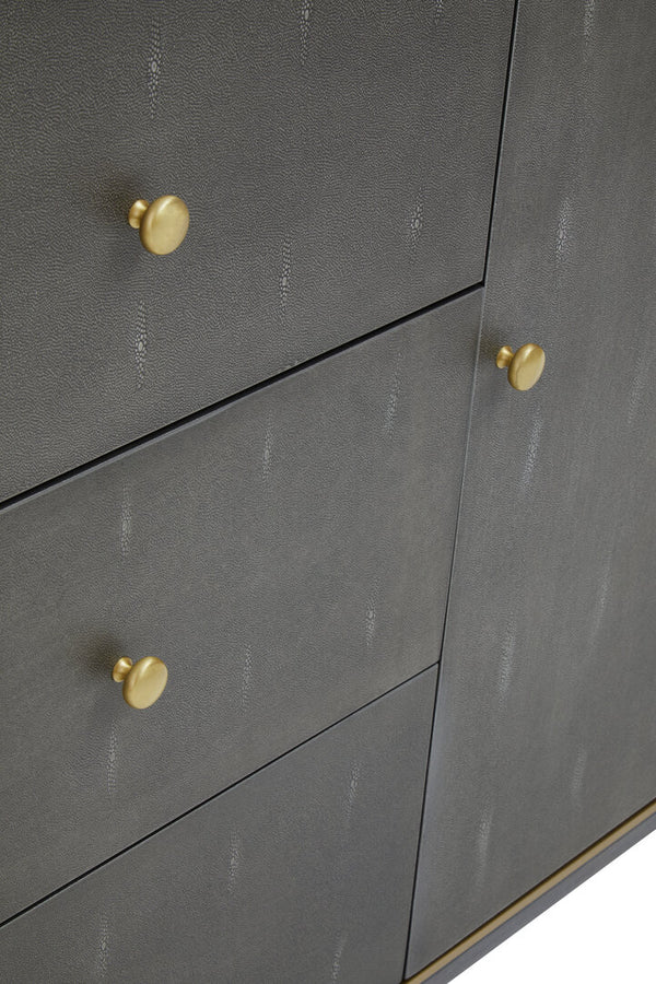 Deskey Grey Shagreen Effect Three Drawer Sideboard detail image – Xshowhome furniture