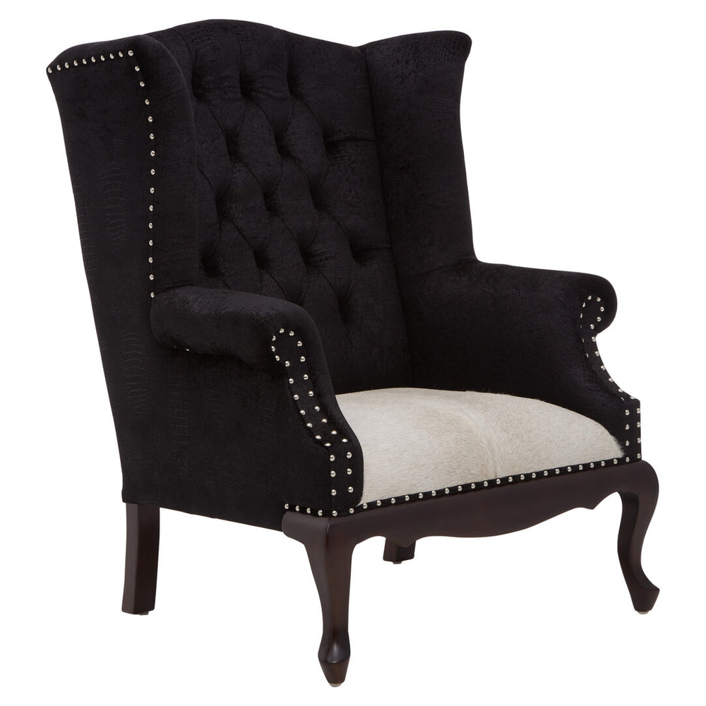 Cala Black Textured Armchair with Tufted Back – Xshowhome furniture