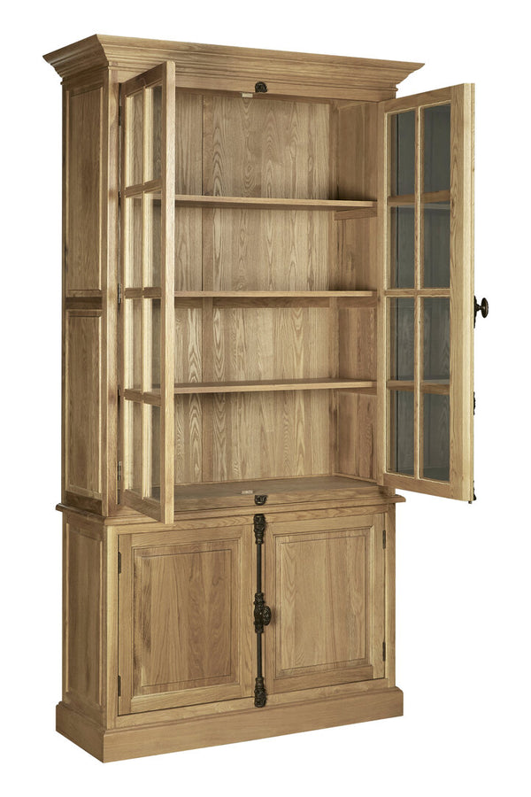 Lyon Oak Wood Tall Cabinet in Washed Grey Finish detail image – Xshowhome furniture