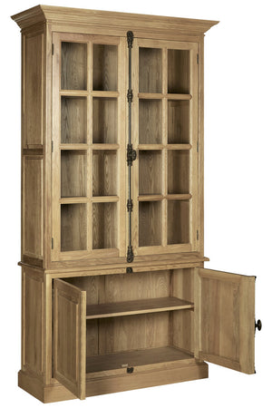 Lyon Oak Wood Tall Cabinet in Washed Grey Finish detail image – Xshowhome furniture
