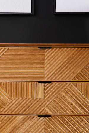 Jakara Natural Finish Sideboard with 4 Doors and  3 Drawers detail image – Xshowhome furniture