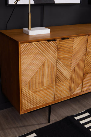 Jakara Natural Finish Sideboard with 4 Doors and  3 Drawers detail image – Xshowhome furniture