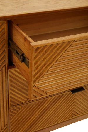 Jakara Natural Finish Sideboard with 4 Doors and  3 Drawers detail image – Xshowhome furniture