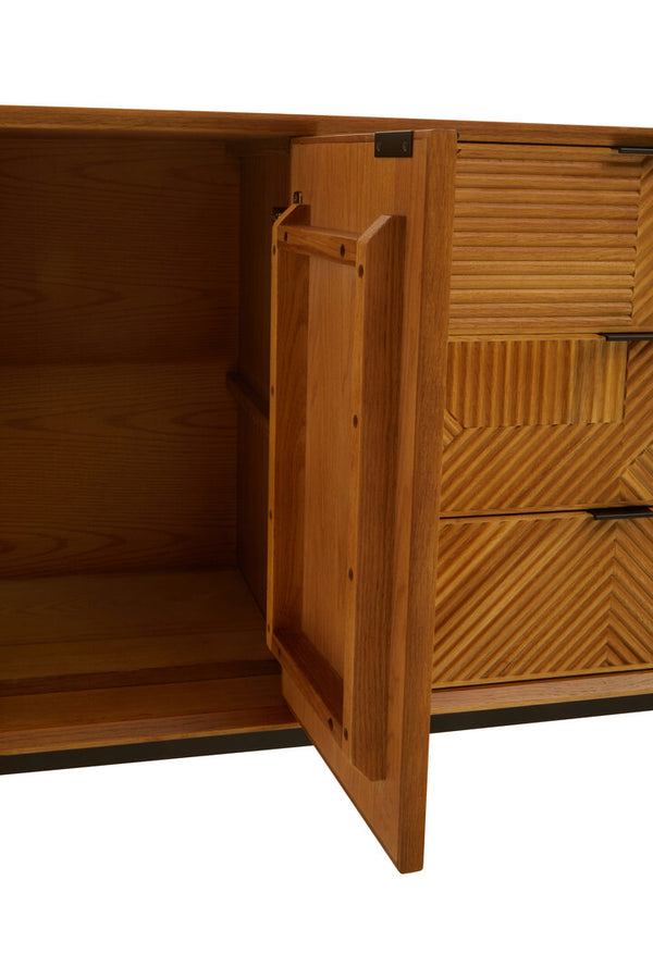 Jakara Natural Finish Sideboard with 4 Doors and  3 Drawers detail image – Xshowhome furniture