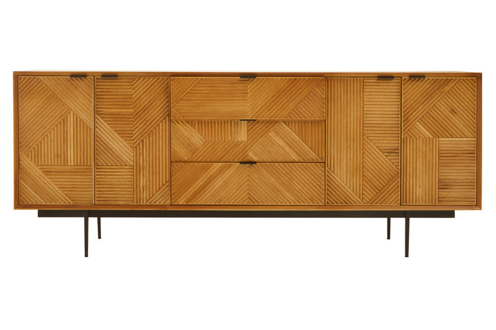 Jakara Natural Finish Sideboard with 4 Doors and  3 Drawers – Xshowhome furniture
