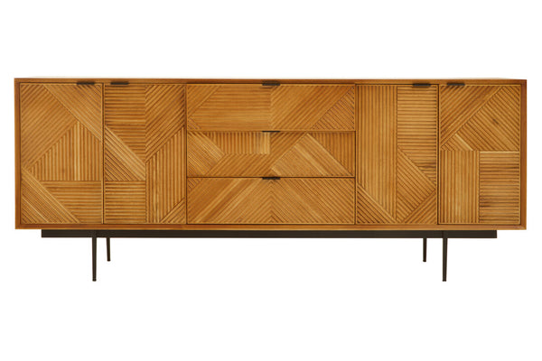 Jakara Natural Finish Sideboard with 4 Doors and  3 Drawers – Xshowhome furniture
