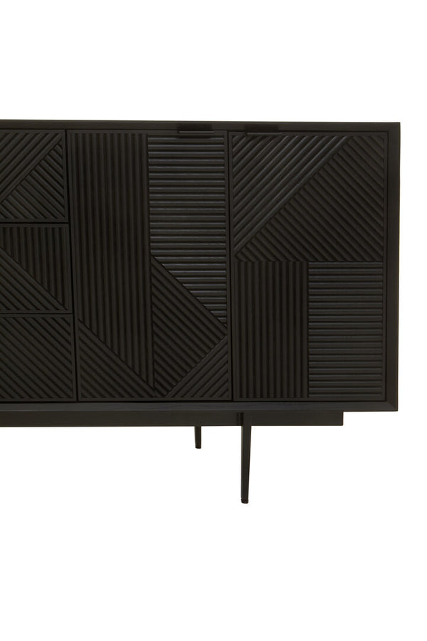 Jakara Black Finish Sideboard with 4 Doors and 3 Drawers detail image – Xshowhome furniture