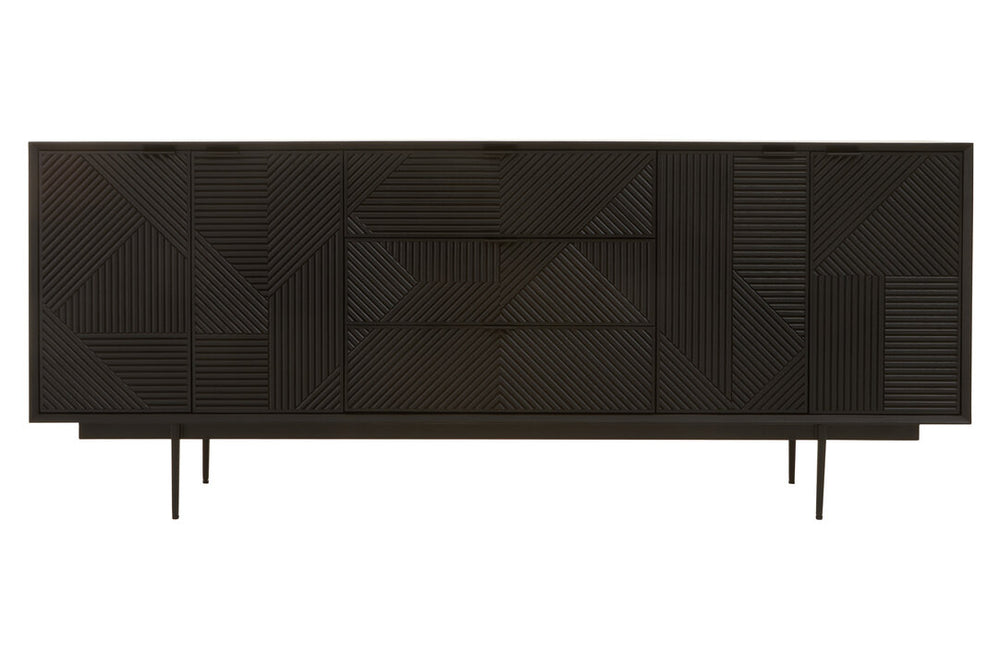 Jakara Black Finish Sideboard with 4 Doors and 3 Drawers – Xshowhome furniture