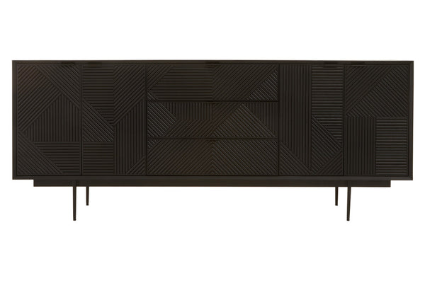Jakara Black Finish Sideboard with 4 Doors and 3 Drawers – Xshowhome furniture