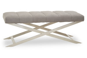 Gilden Grey Bench With Cross Base detail image – Xshowhome furniture