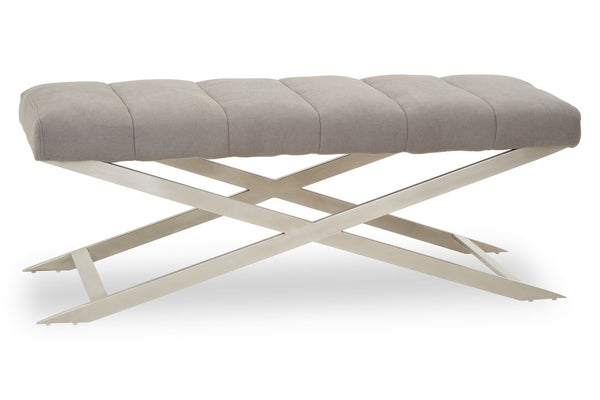 Gilden Grey Bench With Cross Base detail image – Xshowhome furniture