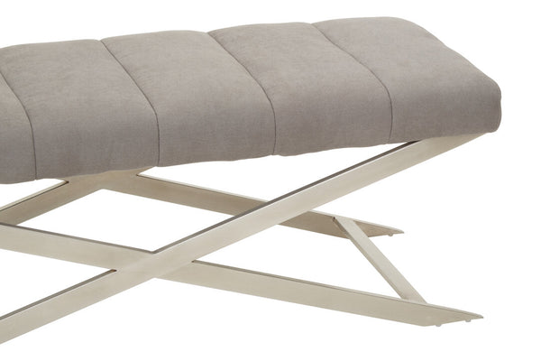 Gilden Grey Bench With Cross Base detail image – Xshowhome furniture