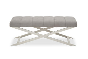 Gilden Grey Bench With Cross Base detail image – Xshowhome furniture