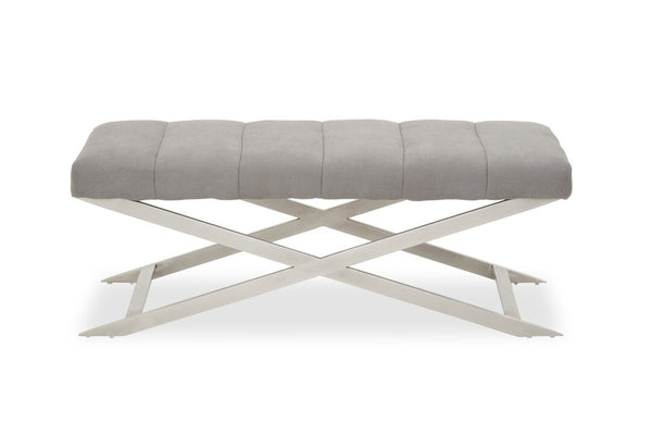 Gilden Grey Bench With Cross Base detail image – Xshowhome furniture