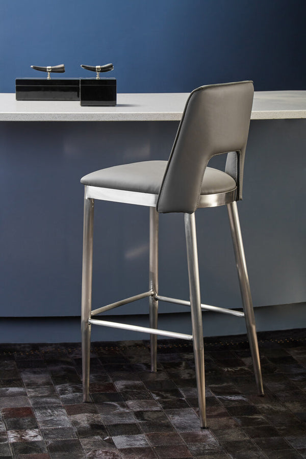 Gilden Grey Leather Effect Bar Chair detail image – Xshowhome furniture