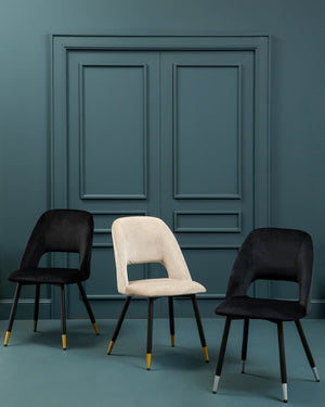 Warren Black Velvet Dining Chair detail image – Xshowhome furniture