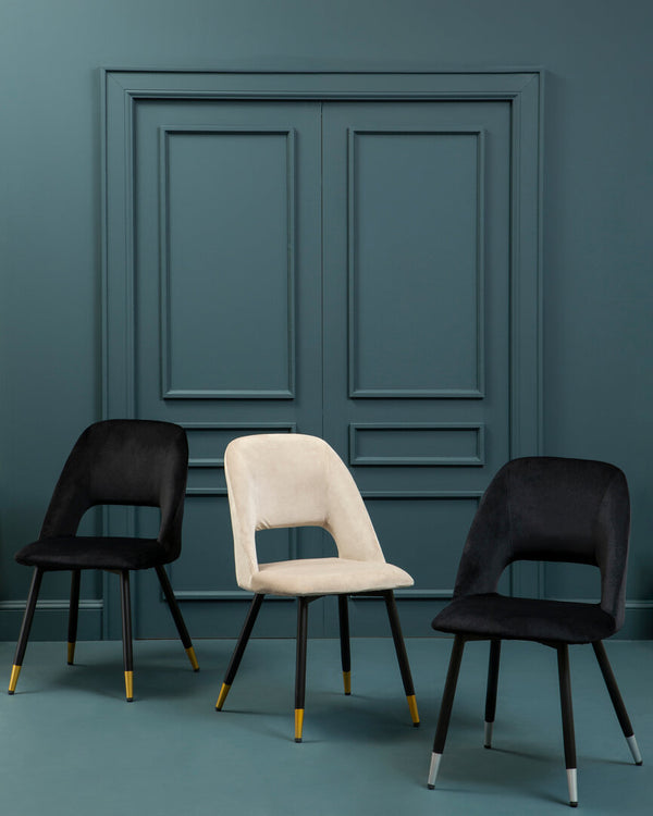 Warren Black Velvet Dining Chair detail image – Xshowhome furniture