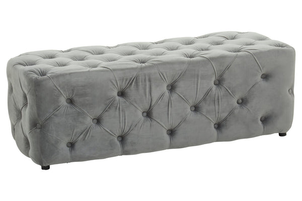 Alea Grey Velvet Button Tufted Bench detail image – Xshowhome furniture