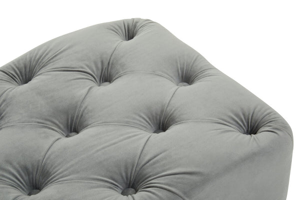 Alea Grey Velvet Button Tufted Bench detail image – Xshowhome furniture