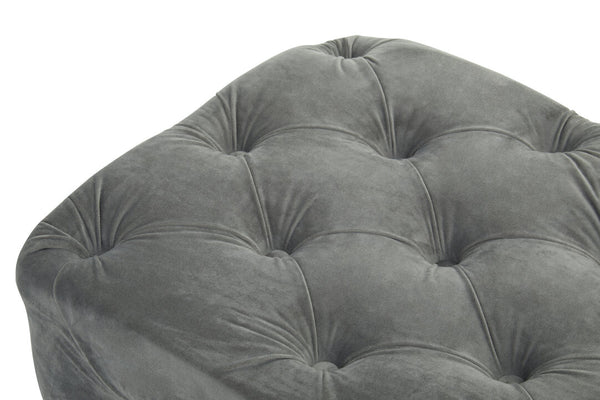 Alea Grey Velvet Button Tufted Bench detail image – Xshowhome furniture